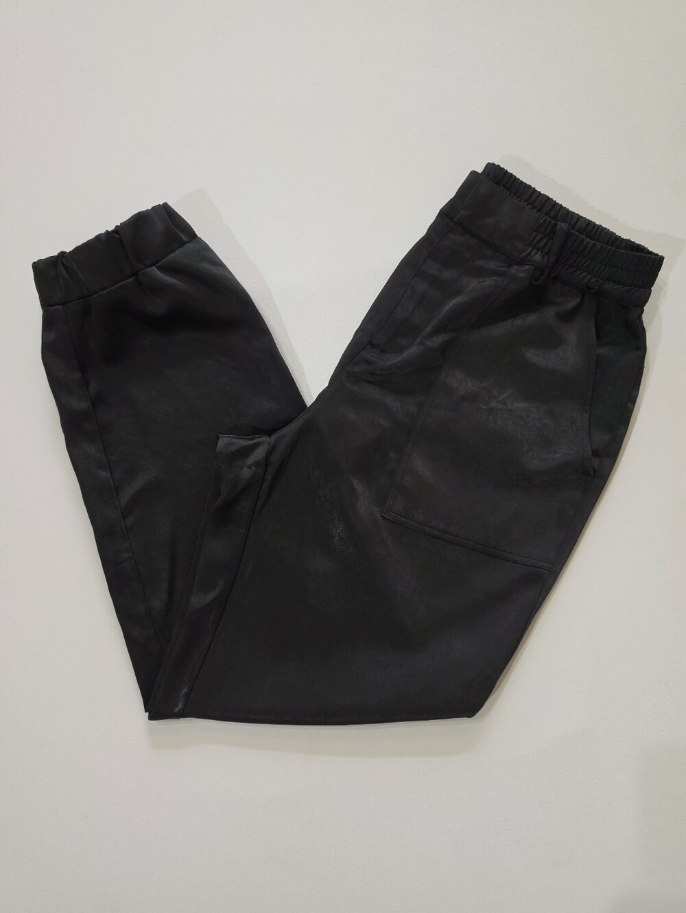 Sanctuary Faux Leather Joggers Pants Womens‎ 28 Black Patch Pocket Athleisure